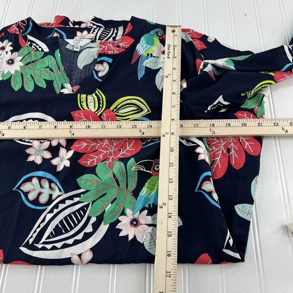 crown & ivy Women's Swing Dress size PS Petite Small Bell Sleeves Floral Parrots - Picture 4 of 5